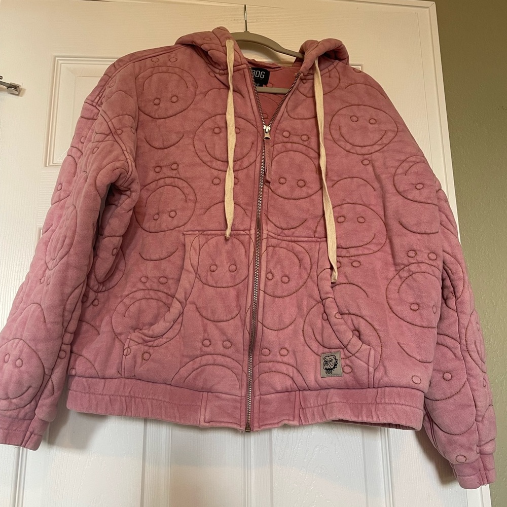 BDG Urban Outfitters Smiley Embroidered Quilted Oversized Jacket